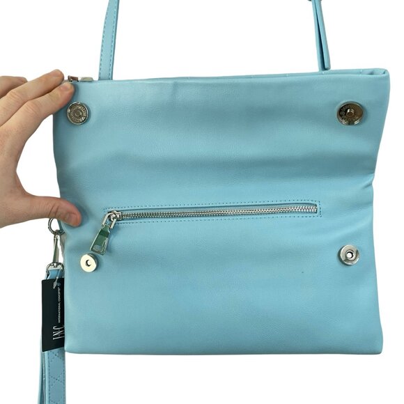 INC International Concepts Purse Fold Over Clutch Shoulder Gwenne Sky Blue NWT - Picture 6 of 6